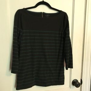 Striped boat neck 3/4 sleeve shirt